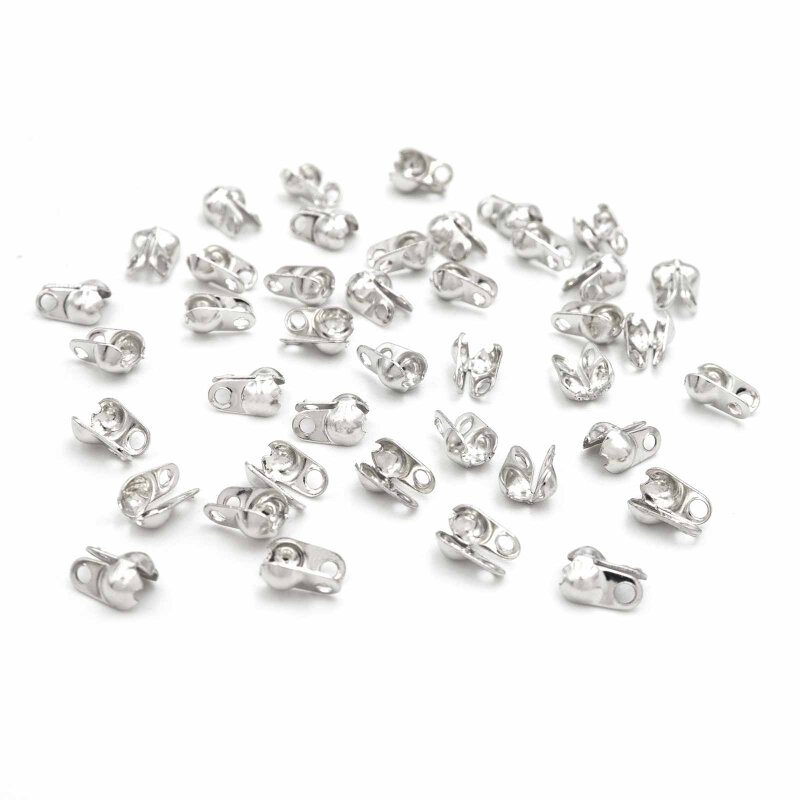 40 Endkappen für Kugelketten in silberfarben platiniert, 2,4 mm