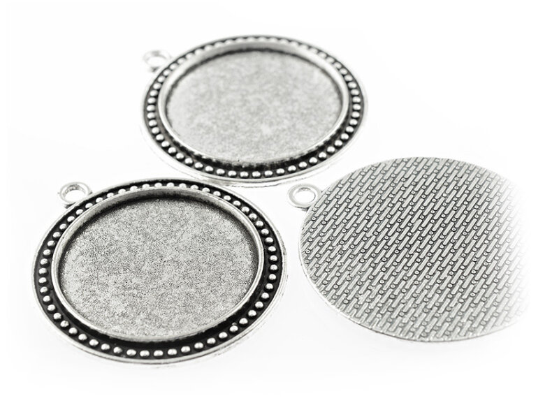 2 Rahmen in antik silberfarben für 30 mm Cabochon