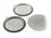 2 Rahmen in antik silberfarben für 30 mm Cabochon