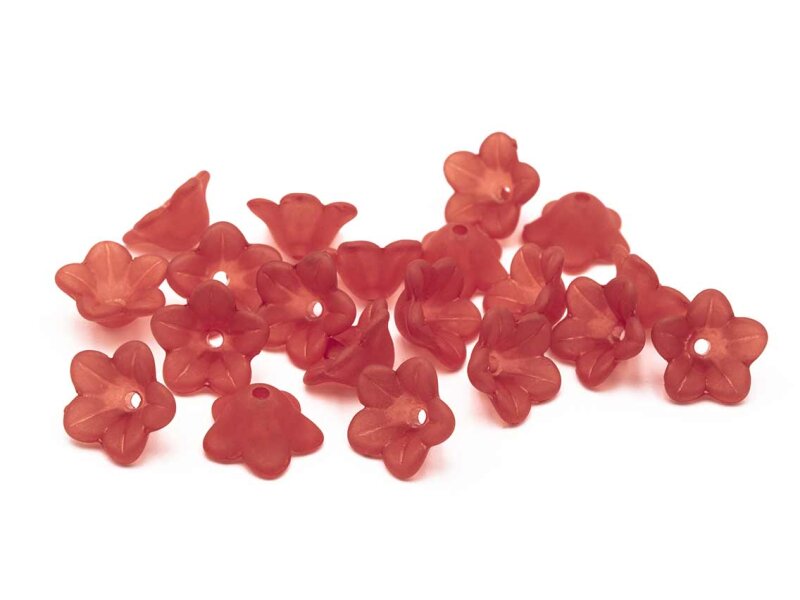 20 Blüten 13 mm rot gefrostet Vintage