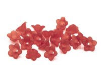 20 Blüten 13 mm rot gefrostet Vintage