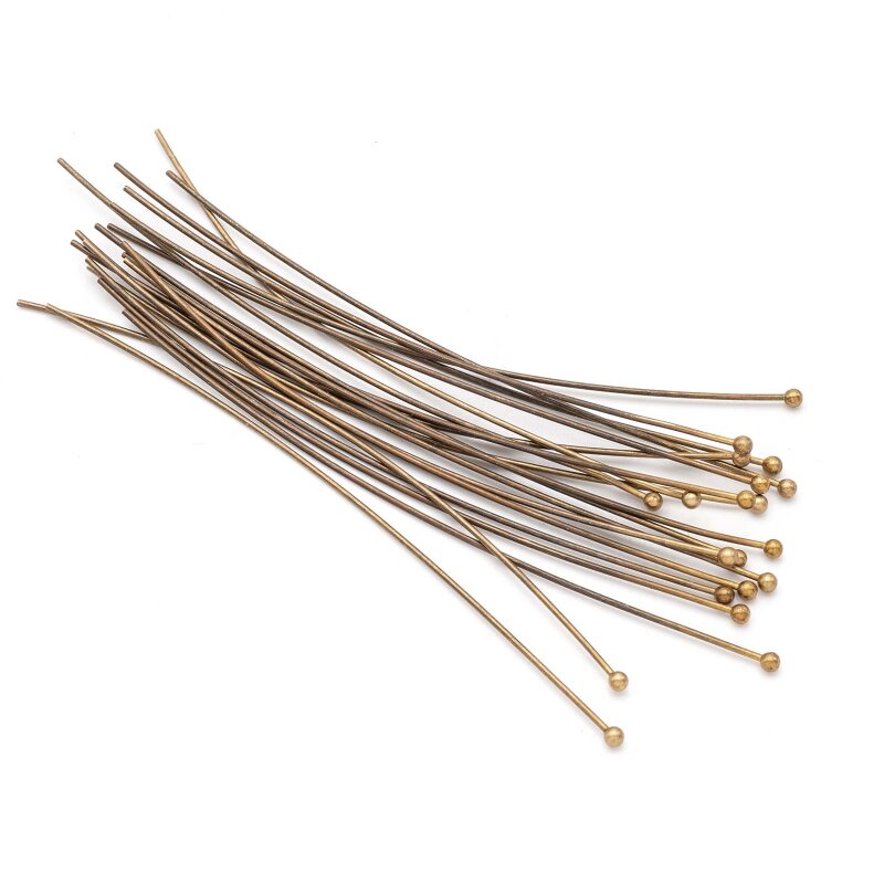 Nietstifte mit Kugelkopf Messing antik bronzefarben 70 mm 0,6 mm Stärke 20 Stück