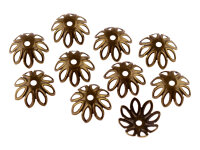 20 Perlkappen in antik Bronze, 14 mm