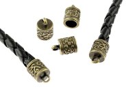 6 Endkappen in antik Bronze für 6 mm Bänder