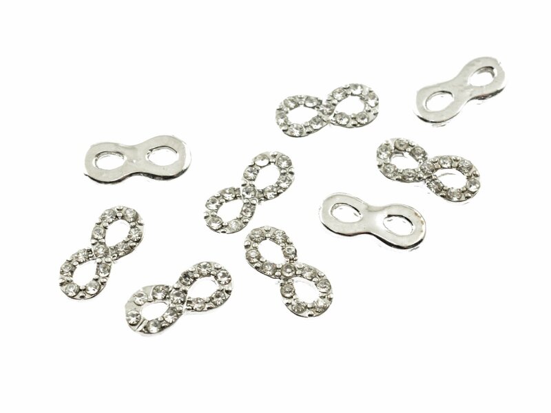 Glasmedaillon Einleger Infinity in silberfarben mit Strass 2 Stk