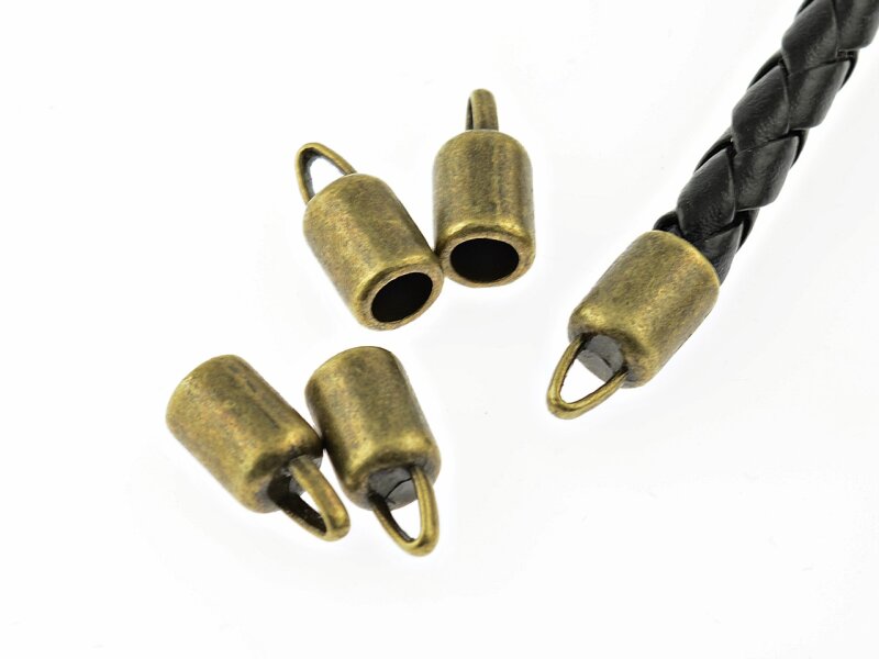 Endkappen in antik Bronze 6 x16 mm für 4 mm Bänder 10 Stück