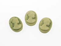 4 Cabochons/Kamee in olive, 18 x 13 mm