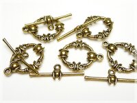 3 Knebelverschlüsse in Vintage goldfarben