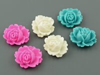 6 Seerosen Cabochons als Set in weiß, pink,...