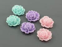 6 Seerosen Cabochons als Set in flieder, rosa, mint, 16 x...