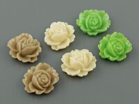 6 Seerosen Cabochons als Set in braun, beige,...