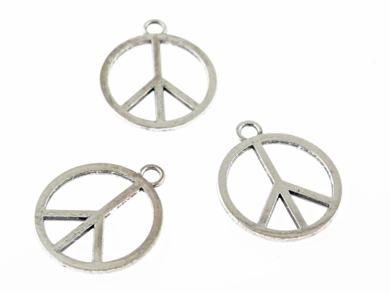 8 Peace Anhänger in antik silberfarben