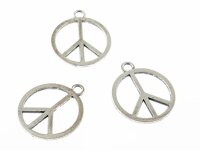 8 Peace Anhänger in antik silberfarben