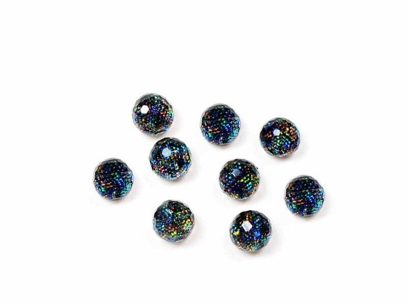 10 facettierte Resincabochons als Perle in bunt, 6 mm