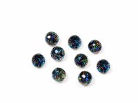 10 facettierte Resincabochons als Perle in bunt, 6 mm