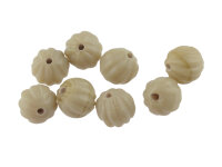 10 Glasperlen, melonenförmig in beige, 9 mm
