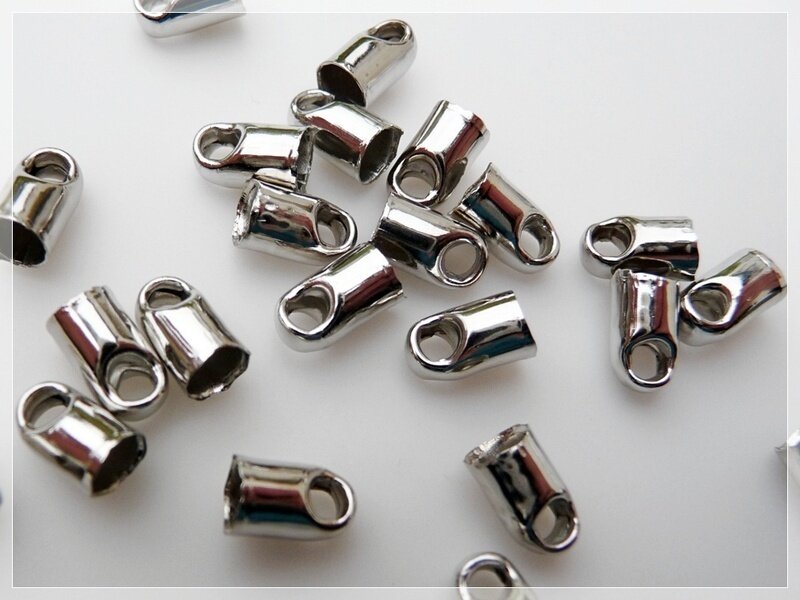 30 Endkappen in silberfarben platiniert für 3,5 mm Bänder