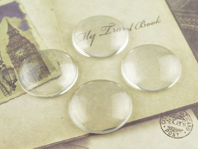 4 Cabochon 25 mm Glas klar