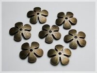 10 Perlkappen Blume 21 mm in antik Bronze