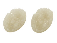 2 stark funkelnde Cabochons in creme 30 x 20 mm