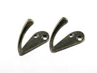 2 kleine, schlichte Kleiderhaken in antik bronzefarben