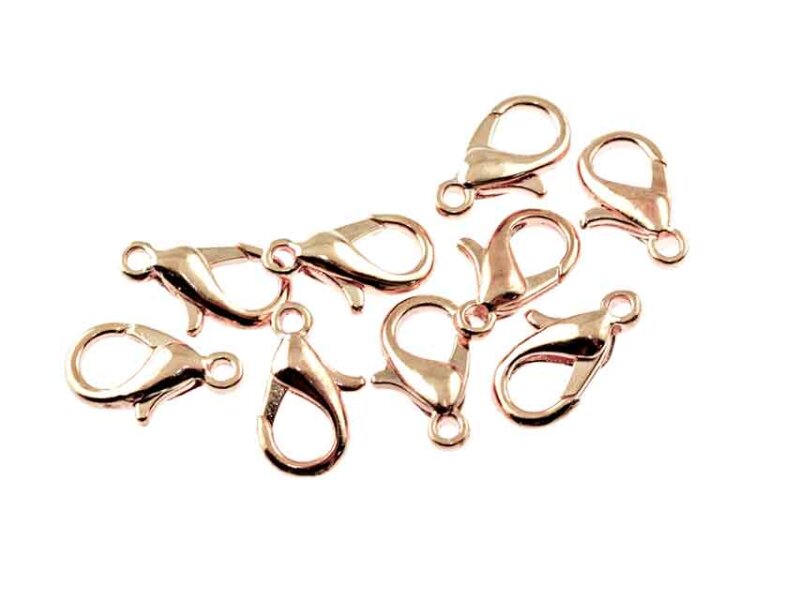 10 Karabinerverschlüsse in roségoldfarben, 12 mm