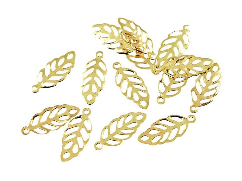 50 zarte Anhänger "Blatt" in goldfarben