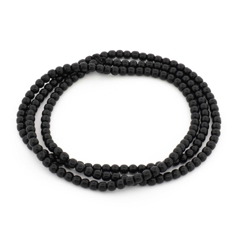 Glasperlen in Schwarz ca. 2 mm 1 Strang mit über 180 Stück