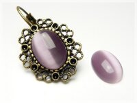 6 Cabochon 14 x 10 mm Cateye Glas flieder