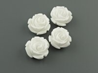 4 Cabochons als Rosen in weiß, 16 mm