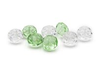 8 Glasschliffperlen 12 mm verspiegelt klar und zartgrün