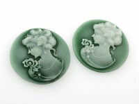 2 Kameen mit vintage Damenmotiv für 30 mm Fassungen