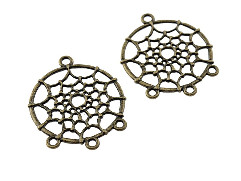 2 filigrane Anhänger "Dreamcatcher" in antik bronzefarben