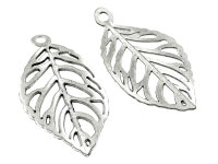 2 Anhänger "Leaf" in antik silberfarben