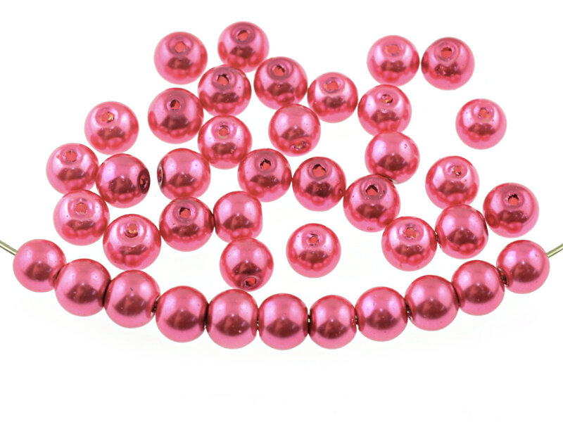 40 Glaswachsperlen in Cerise, 6  mm