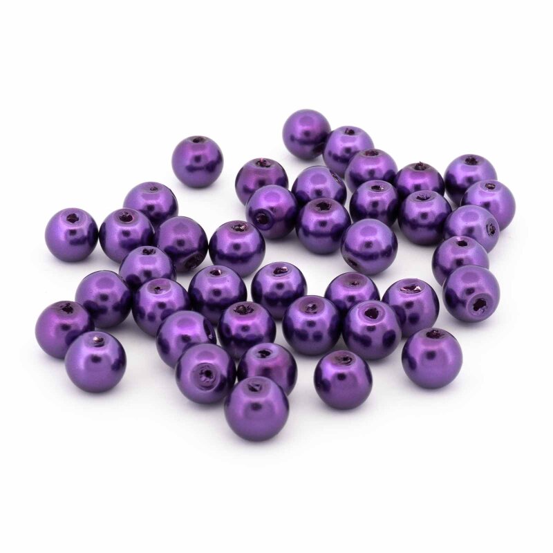 Glaswachsperlen violett rund 6 mm 50 Stück