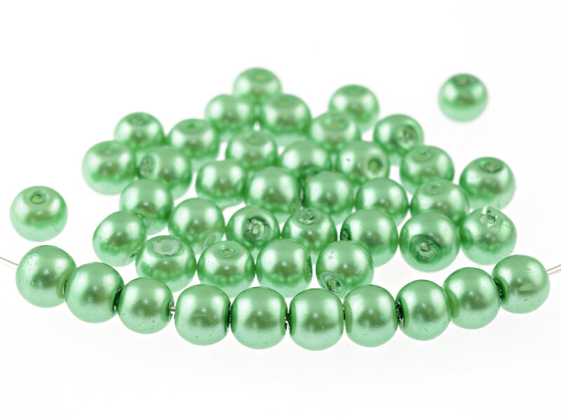 40 Glaswachsperlen in Mintgrün, 6 mm