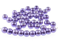40 Glaswachsperlen in Metallic Flieder, 6 mm