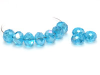 10 Glasschliffperlen "Metallic" in azurblau