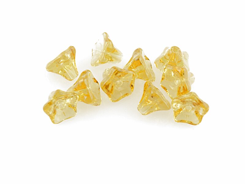 10 Glasblumen gelb 9 mm
