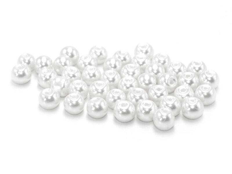 40 Glaswachsperlen in Weiß, 6 mm