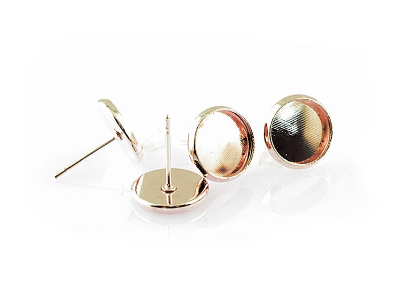 6 Ohrstecker in roségoldfarben für 10 mm Cabochons