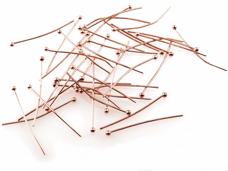 20 Nietstifte Kugelkopf in roségoldfarben, 30 mm