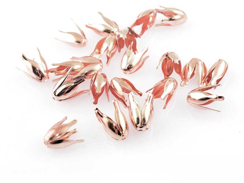 20 Perlkappen in Tulpenform, peachy roségoldfarben
