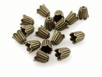 10 hohe Perlkappen in antik Bronze