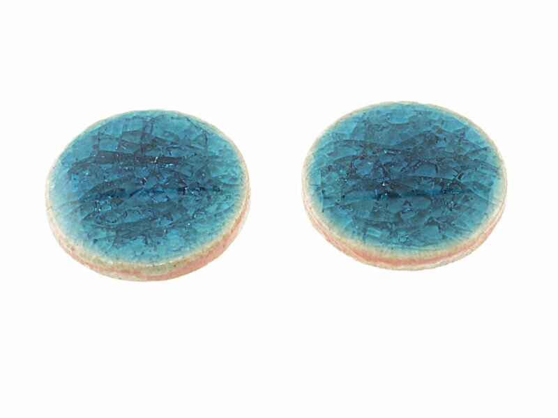 2 Cabochons aus Porzellan in petrol, 20 mm