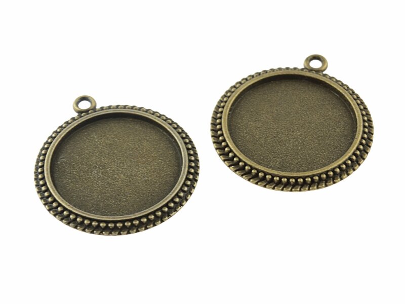 2 Fassungen in antik Bronze für 30 mm Cabochons