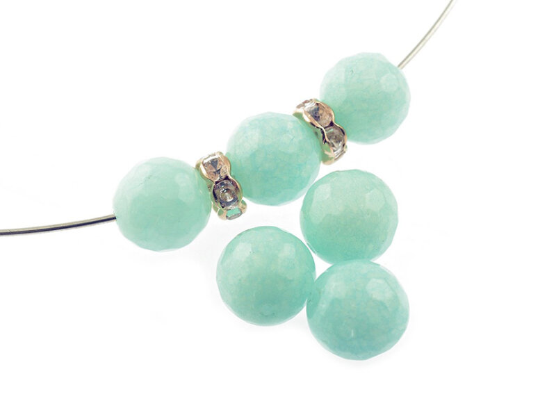 4 Jadeperlen "Polygone" in mint