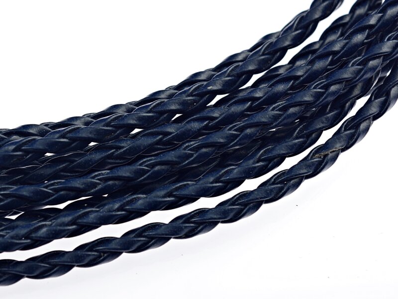 2 m Kunstlederband geflochten in marineblau, 3 mm