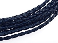 2 m Kunstlederband geflochten in marineblau, 3 mm